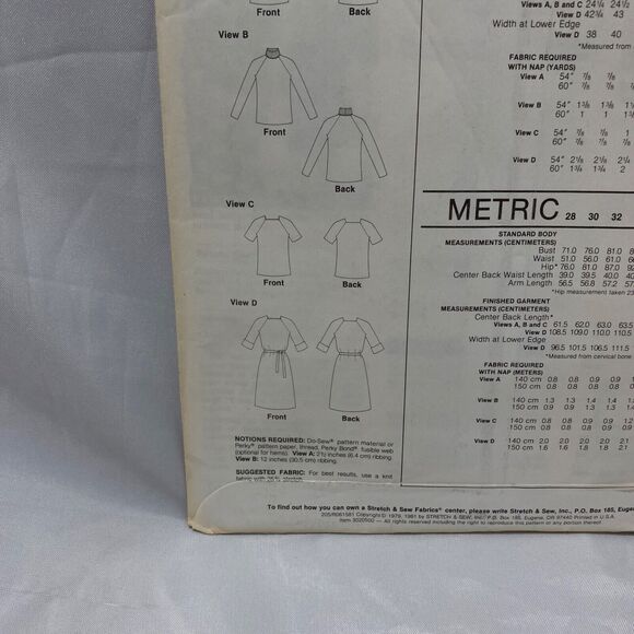 1981 Stretch and Sew Raglan Dress and Top Design Patterns by Ann Person - Picture 7 of 9